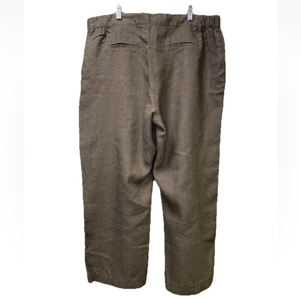 TravelSmith 100% Linen Size 16 Straight Leg Pants Pocket Elastic Waist - Picture 2 of 6